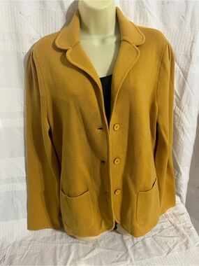 Talbots Mustard Knit Blazer with Patch Pockets